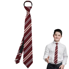 Luckyvestir Boys Tie Pre Tied Kids Tie, Adjustable Zipper Tie for Boy Striped School Tie for Graduation Wedding Casual (red stripe)