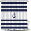 XHUUXH Nautical Anchor Shower Curtain Navy Blue White Striped Beach