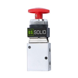 U.S. Solid 1/4inches NPT Red Latching Mushroom Style Push Button 3 Way, 2 Position Pneumatic Control Mechanical Valve from U.S. Solid