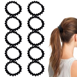 12 Pcs Black Hair Ties,Wave Hair Scrunchies for Women,Stylish Thin Hair Bands Black Scrunchie,High Elasticity String Tie Small Scrunchies,Sleepy Tie Scrunchie Cute Durable,for Thin Thick Curly Hair