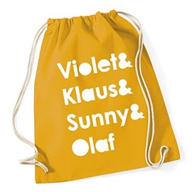 Hippowarehouse Violet&Klaus&Sunny&Olaf Drawstring Cotton School Gym Bag 37cm x 46cm, 12 litres