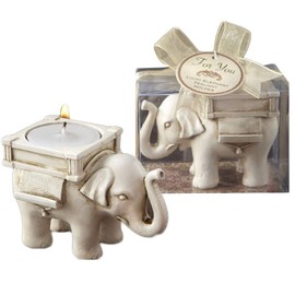 Kate Aspen Lucky Elephant Antique Ivory - Finish Tea Light Holder - Hostess Gift, Guest Gift, Party Souvenir, Party Favor or Decorations for Weddings, Bridal Showers, Baby Showers & More, Set of 6