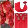 UGOTRAYS Red Hair Extensions Real Human Hair, Clip in Hair