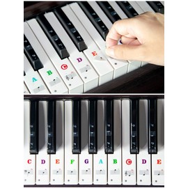 Piano Keyboard Stickers for 88/61/54/49 Key. Colorful Large Bold Letter Piano Stickers Perfect for Kids Learning Piano. Multi-Color, Transparent and Removable