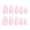 Pink Press on Nails,Almond Shape,Medium Long Solid Color Fake Nails