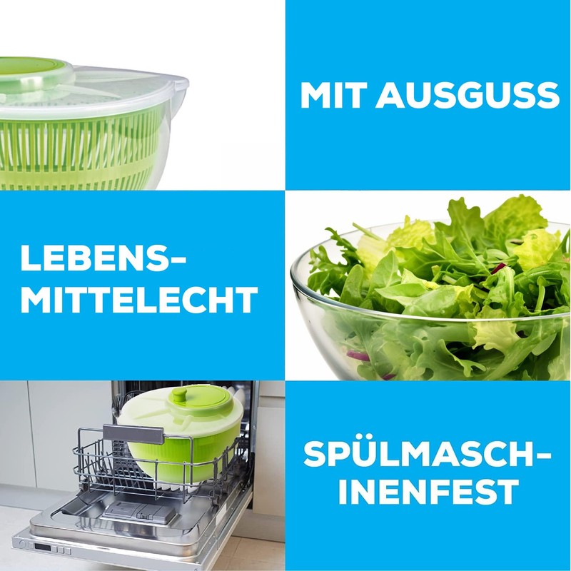 Salad Spinner with Lid, Salad Dryer, Set of 2, Diameter