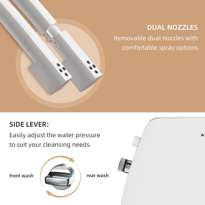 Round Bidet Toilet Seat with Soft Close and Quick Release,Non-Electric