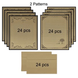 NUIBY Total 72PCS Vintage Design Stationary Paper and Envelope Set - 48 Lined Lette...