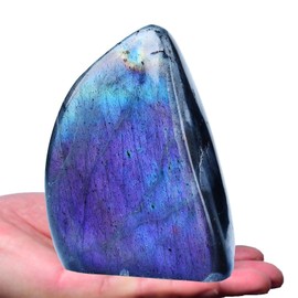FZBHRO Large Purple Labradorite Rock Polished Slab Block Healing Crystal Palm Stone for Meditation Gift Home Decor Gemstone 2.6-3.0 Pound