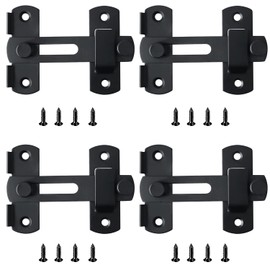 Lxoraziy 4 Pieces Stainless Steel Door Latch Lock, 4 inch Flip Latch Safety Door Bolt, Bolt Lock, Flip Hasp Latch for Windows, Cabinets and Door(Black)