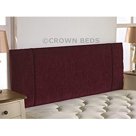 CROWNBEDSUK QUALITY PORTOBELLO CHENILLE HEADBOARD 2ft6,3ft,4ft,4ft6,5ft,6ft (4FT6 DOUBLE, Maroon)