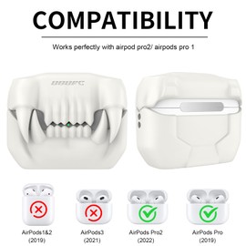 AMEIGOZE Silicone AirPods Pro Case Compatible with AirPods Pro 2nd Generation Unique Funny 3D-Shaped Protective Cover Supports Wireless Charging with Case for AirPods Pro 2 Includes Keychain (White)