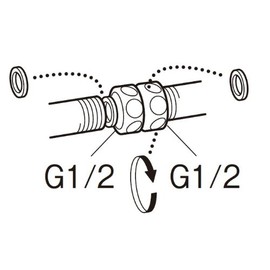 SANEI JT83-13 Plumbing Components, Adapter with Both Nuts, Rotary Nuts, Includes Seal, G1/2