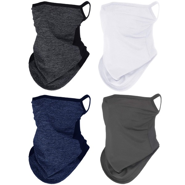 4 Pieces Face Gaiter Neck Covers with Ear Loops Bandana