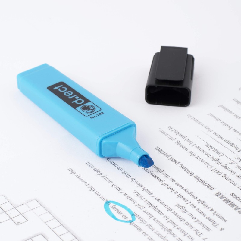 D.RECT 12 Blue Chisel Tip Highlighter Pens 1128