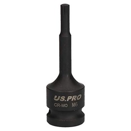 M6 x 78mm Spline Bit Triple Square Impacted Extra Long 1/2” Drive Male Socket