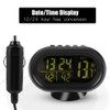 Luminous Clock Car Thermometer Temperature Display Voltage Monitor 12/24H Black