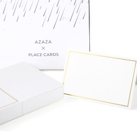 50 Pcs Place Cards with Gold Foil Border - Texture Table Tent Cards Seating Place Cards for Weddings Banquets Dinner Parties 2.5" x 3.75" (Border - Gold)