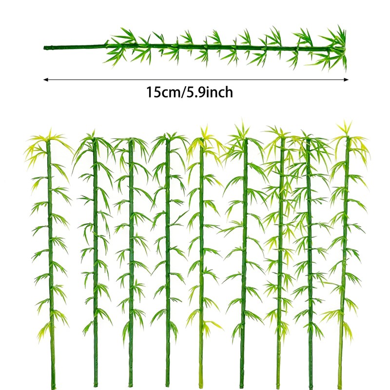 Attuslla Model Miniature Bamboo Trees, Green Plastic Bamboo Trees for