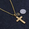 Tobestu Gold Stainless Steel Retro Cross Pendant Rolo Cable Chain