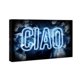 The Oliver Gal Artist Co. Typography and Quotes Wall Art Canvas Prints 'LED CIAO' Home Décor, 30" x 20", Blue, Black