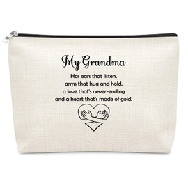Sazuwu Grandma Gifts from Grandkids Makeup Bag with Zipper Mother's Day Best Gift for Grandmother Grandma Birthday Gift Cosmetic Bag Christmas Retirement Gifts for Her Nana Mimi Gigi Travel Pouch