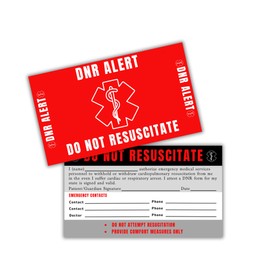 DNR Do Not Resuscitate Plastic Wallet Sized Card 5pk 2x3.5” ICE Emergency Contact Elderly Instructions Quick Reference for EMT Medical Personnel Directive