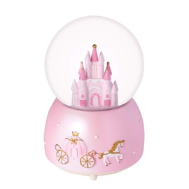 Snow Globe Gift Crystal Ball Castle Music Box Rotating Musical Box Colorful LED Light Melody Musical Gift Artware Christmas Birthday Gift Present For Kids Girls Desktop Ornament Desk Decoration