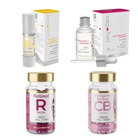 Kit Antiedad Reparacin Intensiva Cpsulas Faciales Retinol  Srum cido Hialurnico  Crema Vitamina E  Colgeno Gratis                                     