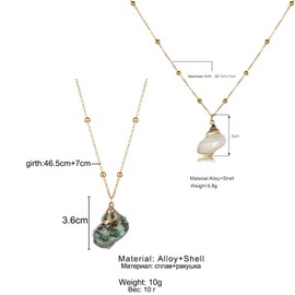 HACEOLHADA 5Pcs Natural Seashell Scallop Conch Pendant Necklace Inlaid with Gold Rimmed Seashell Necklace Adjustable Seashell Jewelry Gifts for Women