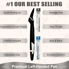 Lefty’s Left Handed Pen Ballpoint No Smear - Smudge Free Soft Grip - Effortless Writing Comfort - Quick-Dry Pens for Lefties Back to School - Gifts for Left-Handed People, Lefty Adults, Kids (Orange)