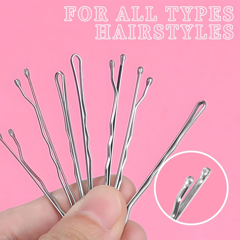 500Pcs Bobby Pins, Silver Bobby Pins for Gray Hair 2inch
