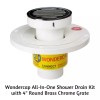 Wondercap All-In-One Shower Drain Kit with 4' Round Brass Chrome