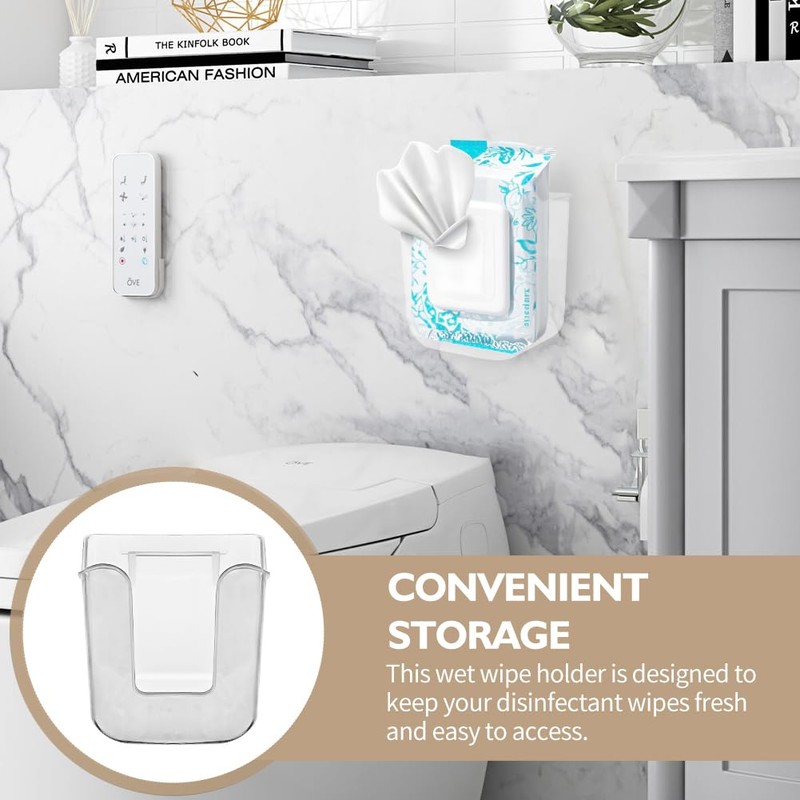 2pcs Bathroom Wipes Holder, Kitchen Wall Mounted Wipes Container