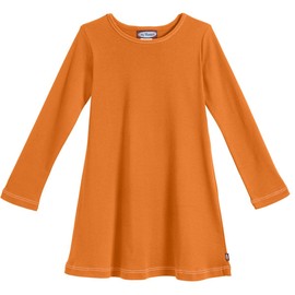 City Threads Girls' Cotton Long Sleeve Dress for School Party Dress Play Base Layer for Sensitive Skin SPD Sensory Friendly, Orange, 3T