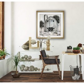 Black & White Barn I Rustic Framed wall Art Farmhouse Pictures Giclee Prints with Gold Frmae Home Wall Decor Painting Ready To Hang for Living Room, Bedroom, Bathroom