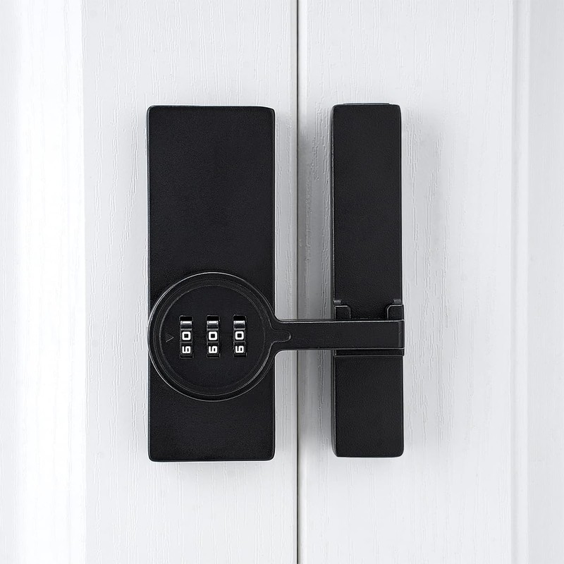 Wocoe Black 180 Degree Barn Door Lock,Mechanical Password Lock,3 Digit