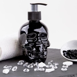 Accentra Skull Soap Dispenser with Liquid Soap - Black Chrome-Look Pump Dispenser