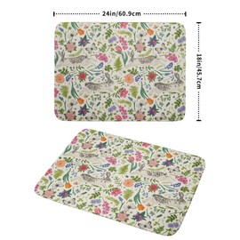 Spring Easter Dish Drying Mat for Kitchen Counter 18x24 Rabbit Bunny Green Pink Floral Vintage Print Absorbent Reversible Microfiber Drying Mats Kitchen Countertop Protector Dishes Drainer Rack Pad