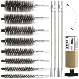 Ctsyuqoo 50 in Pipe Cleaning Brush Set with Stainless Steel Bristles, Wire Brush with 4pcs Stainless Steel Spring Flexible Rods, Stainless Steel Pipe Brush 8pcs for Auto Parts, Bottles, Tubes.