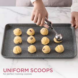 Social Chef Stainless 3 PC Cookie Scoop Set - Small Cookie Dough Scooper for Great Cookies Sized Cookies - Small Ice Cream Scooper with Trigger Release