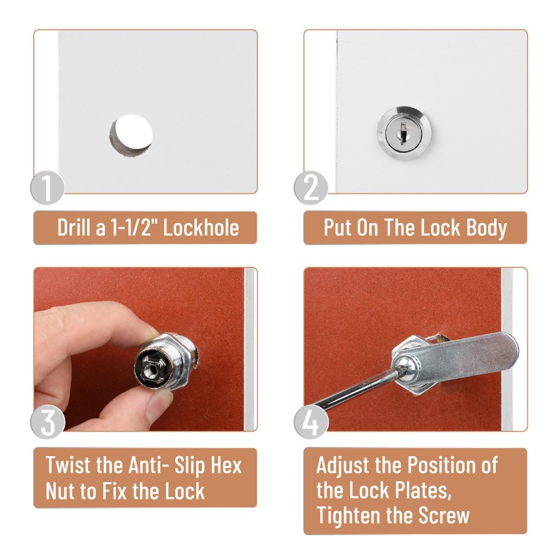 Bates- Cabinet Locks with Keys, 1-1/2", 2 Pack, Long Cam