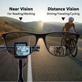 Epavouos Bifocal Reading Sunglasses Men Lightweight TR90 Frame Sun Readers Clear Zero Top UV400 Protection Rectangle Lens Black 2.75