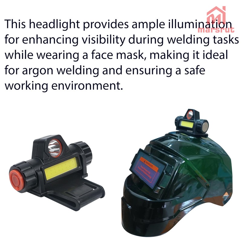 Welding Helmet Light, Hood Attachment Headlight with Mount Holder Rechargeable