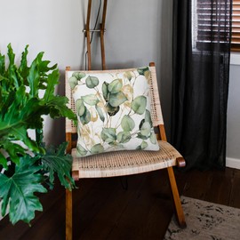 FOISIIAEA Set of 2 Throw Pillow Covers Soft Eucalyptus Leaf Pillow Cases 18x18 Inch Watercolor Gold and Green Leaves Modern Home Decor Pillow Covers for Couch Bed Sofa