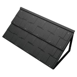 cernzard 52" x 30 3/4" Fixed Metal Awning for Doors and Windows, Triangular Steel Frame with Color Stone Tile, All-Weather Protection for Patio, Porch, Balcony, Black