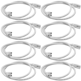 T5 T8 Led Double Ended 3 Pin Light Cable Wire Ceiling Light Daylight Led Integral Tube Cable Connectable Wire for Led Tube Light Holder Socket Accessory with Cable White, (4.9ft/1.5m) 8-Pack
