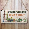 Second Ave Funny Garden Stress Free Zone Wooden Hanging Gift
