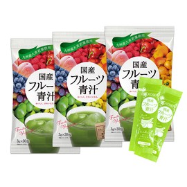 KOSEI Fruit Green Juice, Lactic Acid Bacteria, Enzyme Blend, 3 Bags, 3 Month Supply, 9.5 oz (270 g) (0.1 oz (3 g) x 90 Packets), Peach Flavor, Green Juice, Easy to Drink, Diet, Healthy, Barley Grass Leaves