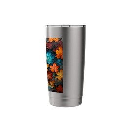 Fall Autumn Leaves Abstract Stained Glass Style Stainless Steel Insulated Tumbler